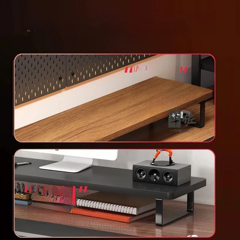 Base per Monitor da Ufficio Moderna in Legno Vero con Ripiano Portaoggetti, Supporto Rettangolare Lungo per Notebook, Base per Schermo