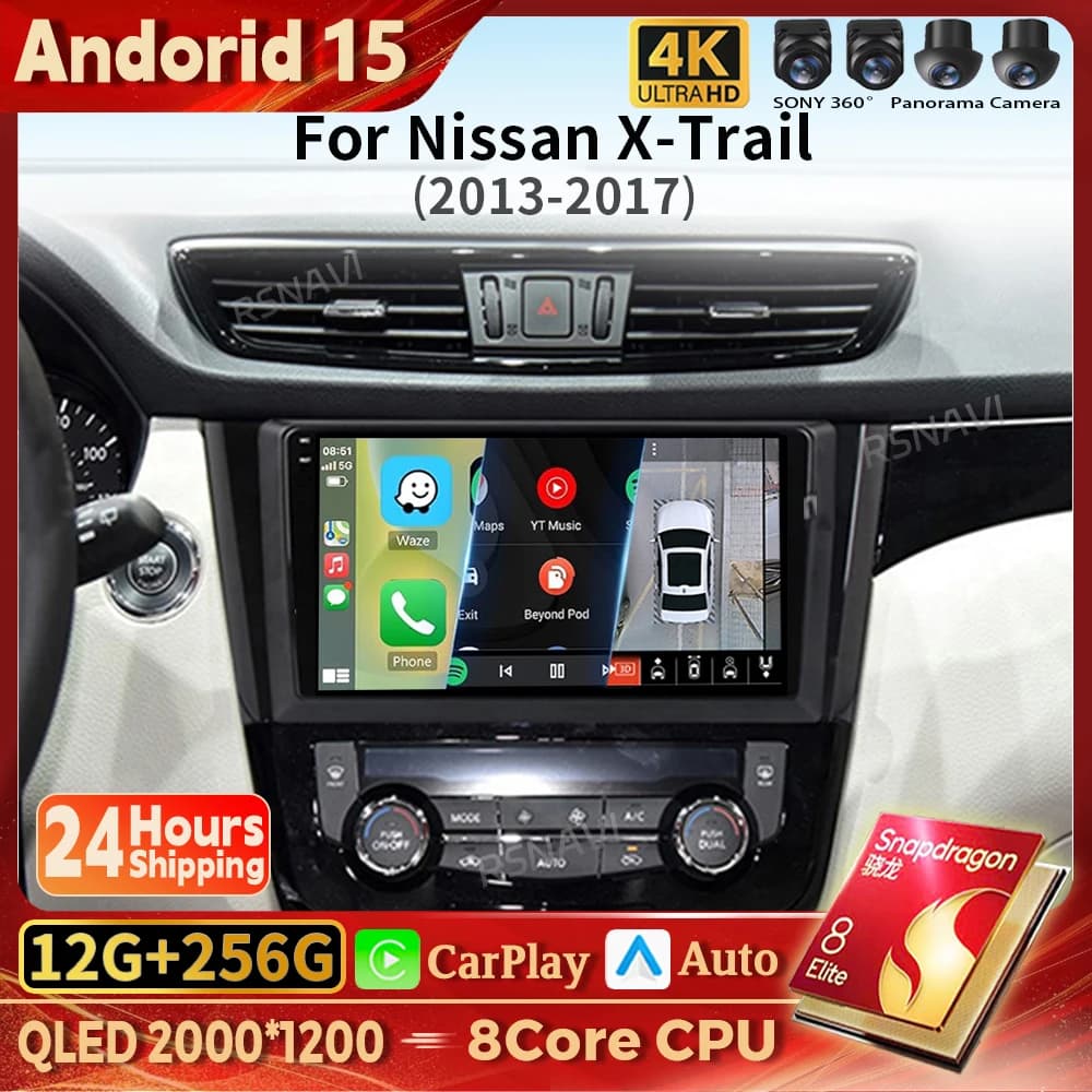 Qualcomm Android 15 Carplay Auto Autoradio Lettore Multimediale Per Nissan Qashqai J11 X-Trail xtrail T32 Rogue Dualis 2013 - 2021