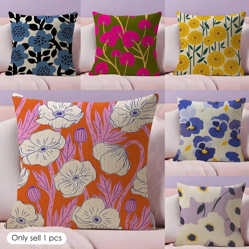 Fodera per cuscino con design floreale, freschezza estiva, tessuto in lino, stampa fronte-retro, federa per divano, decorazione per la casa, regalo