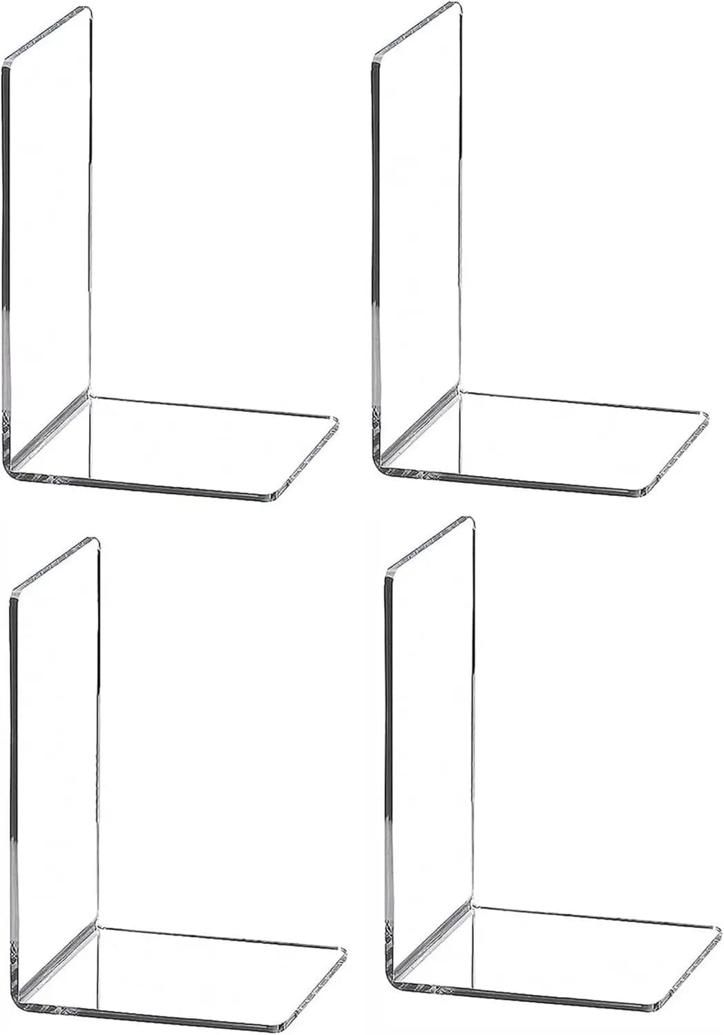 4 Pezzi di Supporti per Libri Trasparenti per Libri Pesanti, Organizzatore per Libri in Acrilico per Scrivania, Supporti per Libri in Plastica Resistente, per Ufficio e Casa