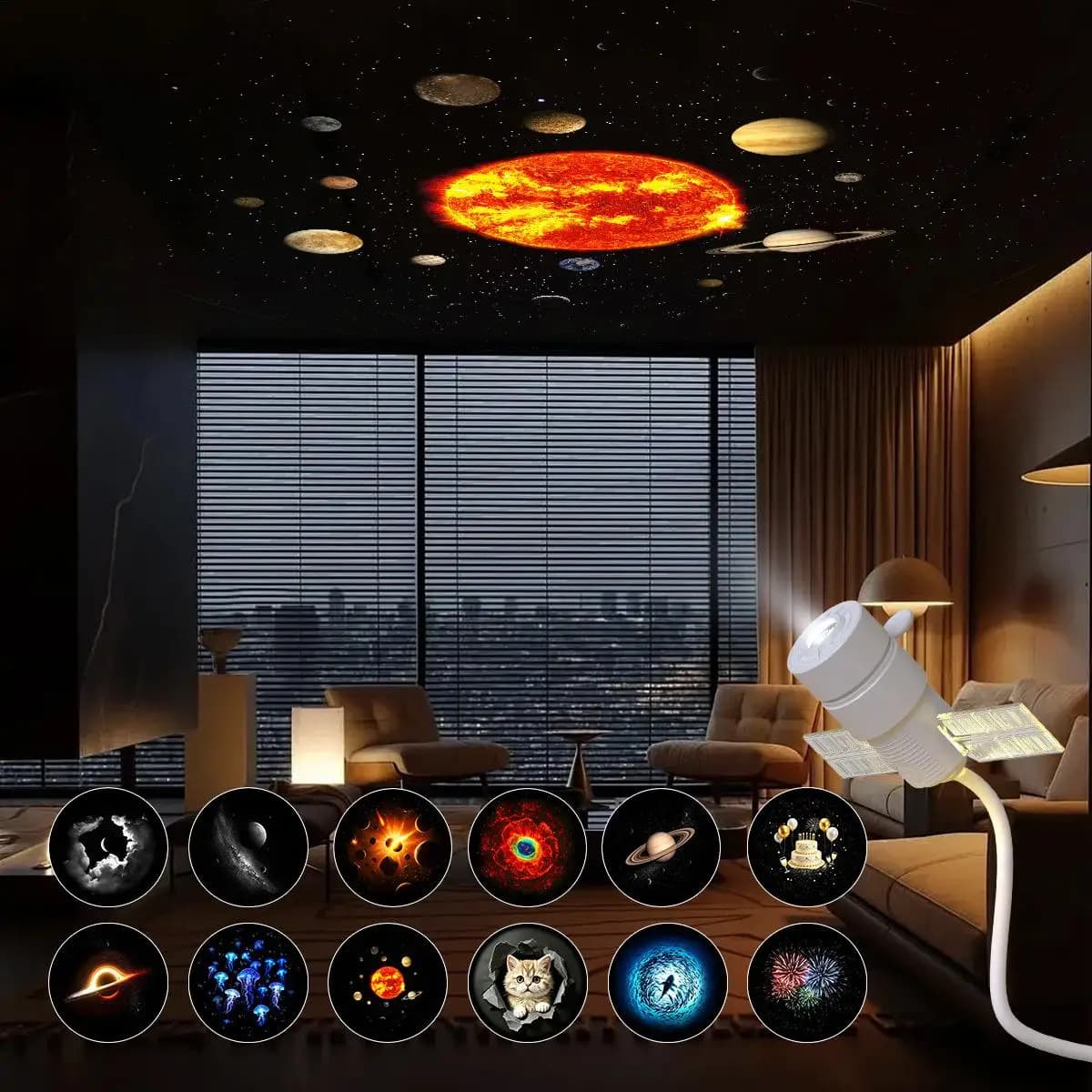 Mini Galaxy Projector Portable 12 Projection Films 2 Modes Decoration Galaxy Projector Night Light For Relaxing Sleeping Bedroom