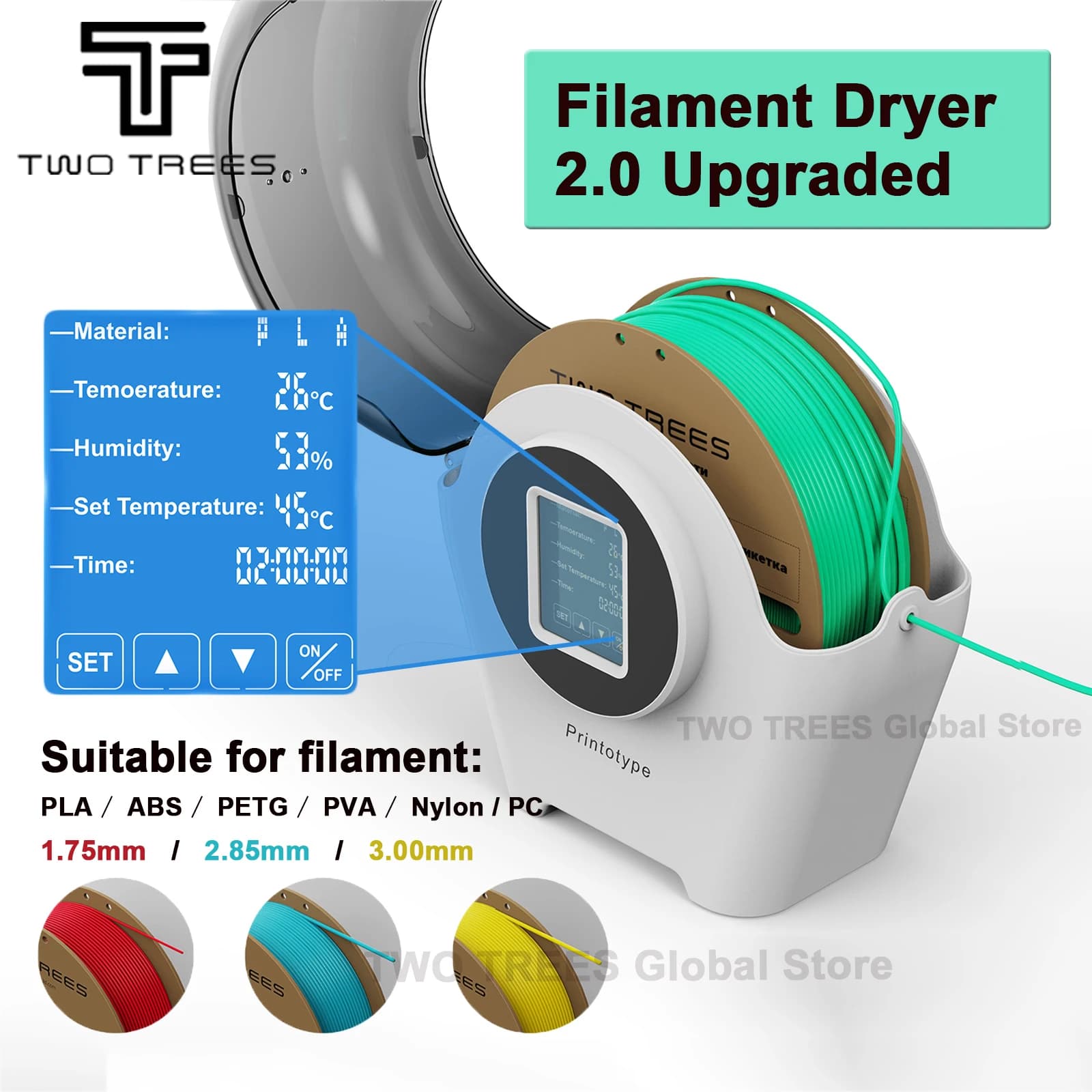 3D Printer Filament Dryer PLA PETG ABS TPU 1.75/2.85/3.00mm Filament Sew Box Filament Dishydration Box Storage Box 3D Printer Part