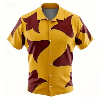 Camicia da uomo Inspiration con stampa astratta gialla e castagna, top casual