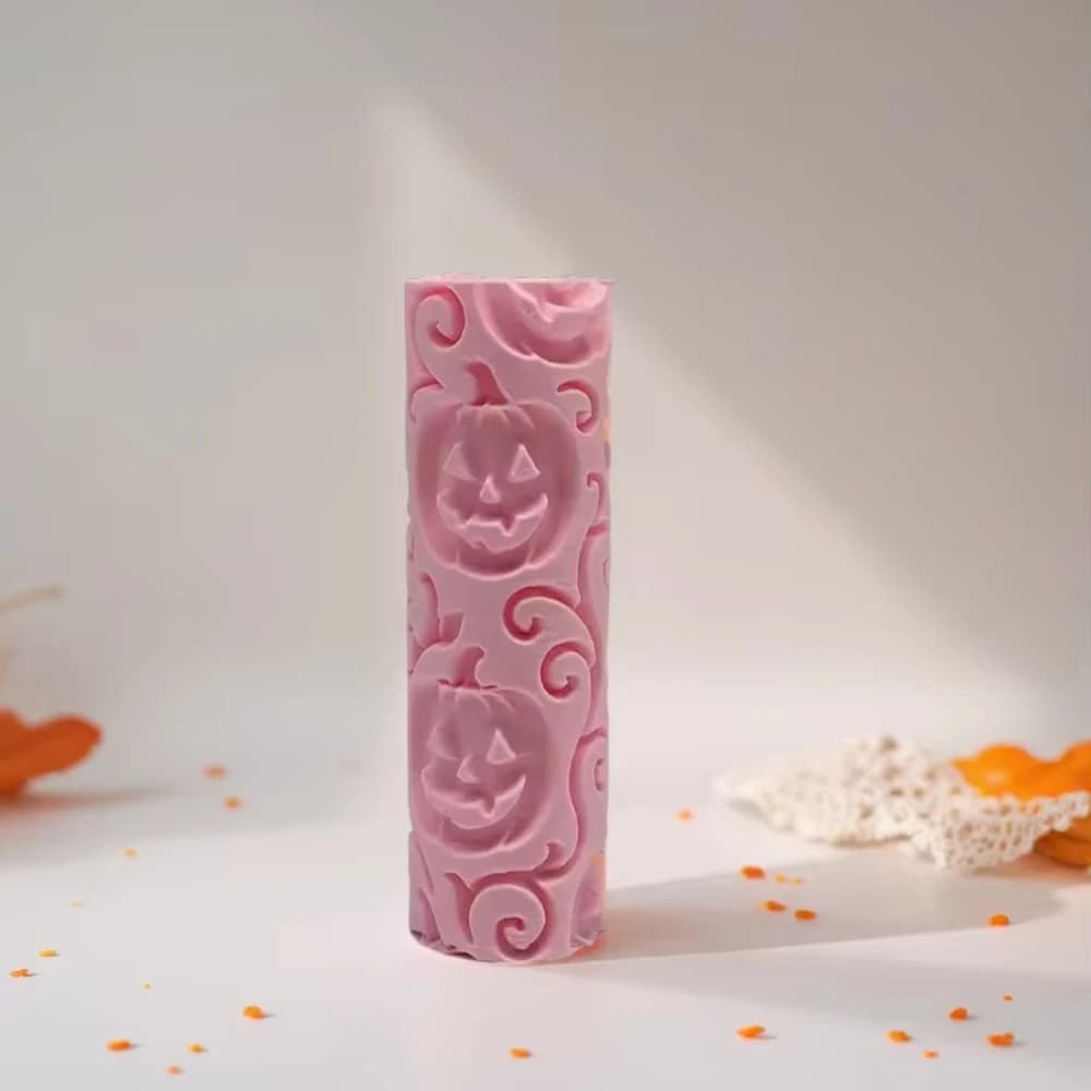 DIY Pottery Craft Pumpkin Lantern Vine & Gourd Pattern Clay Relief Texture Roller Rolling Pin Tool for Polymer Clay Ceramic