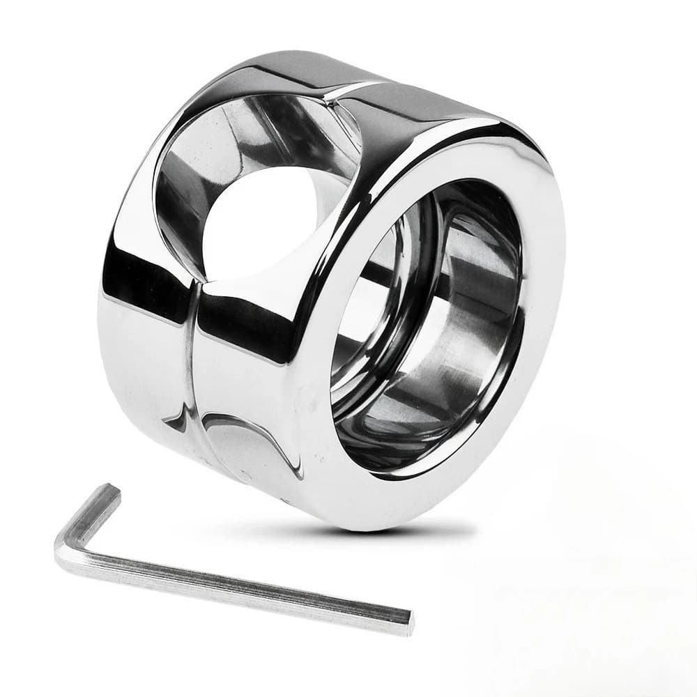 Stainless Steel Brush Stretcher Ring with Pesi, Scrotum Ring, Male Attachment Device, Adult Bondage Toy