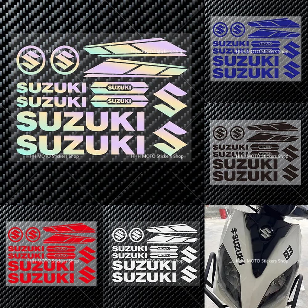 Suzuki Motorcycle Stickers Set, Waterproof and Reflective, Carrozzeria Logo, Helmet Emblem Kit, Motorcycle Decoration