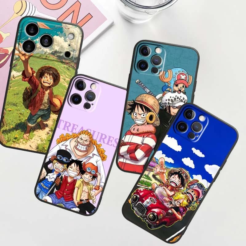 Custodia per telefono One Piece Luffy Nami in silicone morbido nero per Apple iPhone 17 16 16E 15 14 13 12 11 Pro Max Plus