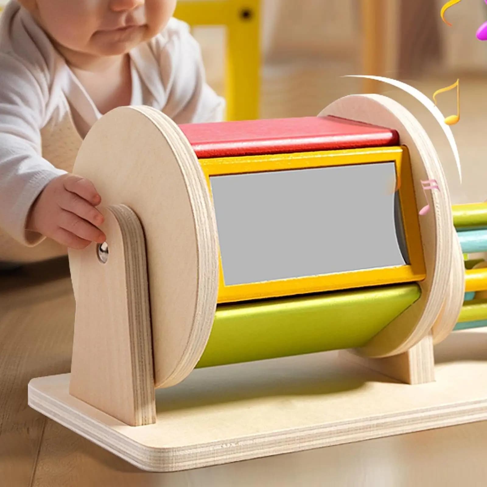 Giocattolo per bambini con tamburo rotante e specchio, giocattolo per lo sviluppo sensoriale, giocattolo educativo per bambini di 1-3 anni, bambini, ragazzi, ragazze, neonati