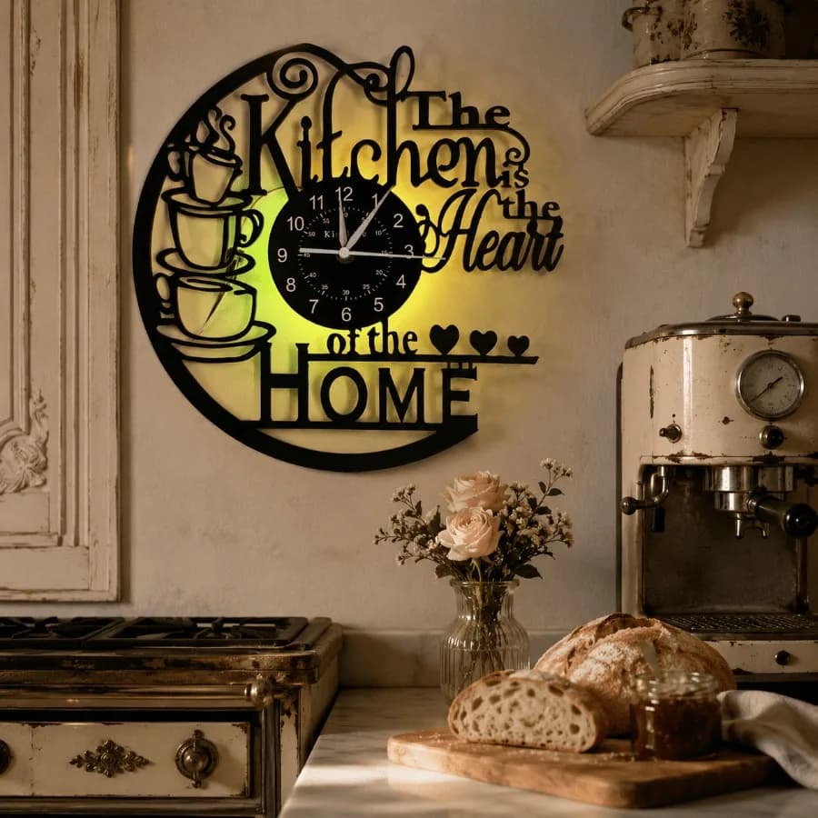 Kitchen Vinyl Wall Clock, Kitchen Clock, Silent Wall Clock, Wall Decor, Halloween Decor, Black