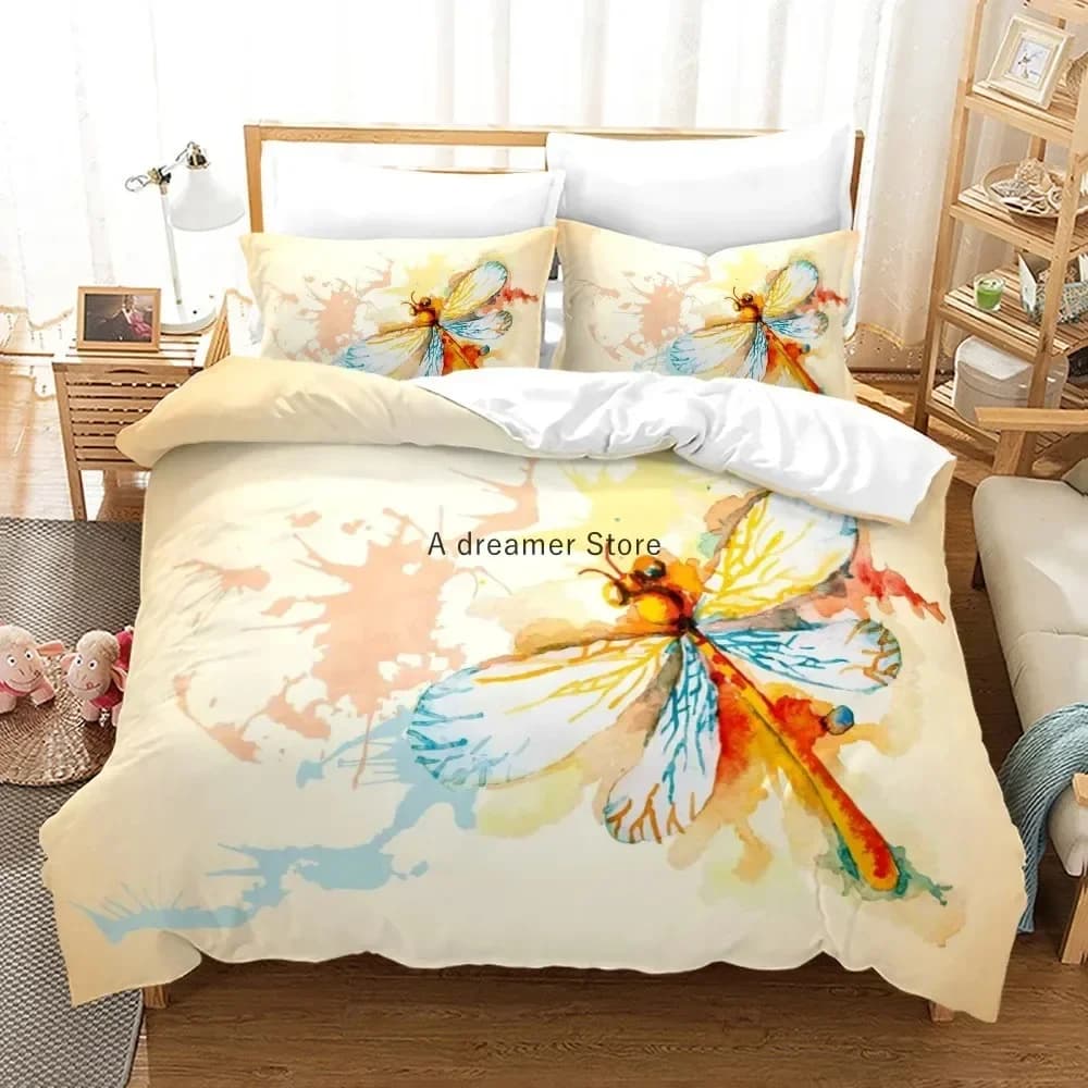 Set duvet and pillowcase with libellula green gold Set adult luxury bedding for girls Women's Copripiumino (without sheet)