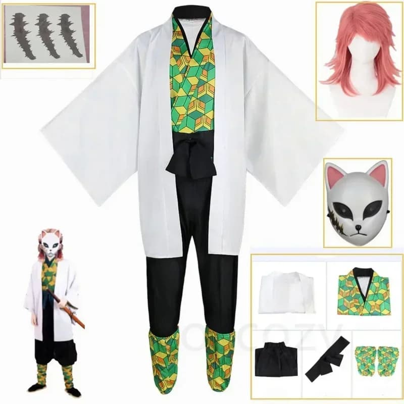 Nuovo Costume da Orso Sabito 2026 per Bambini e Adulti, Set Completo con Kimono, Parrucca, Maschera e Adesivi Tatuaggio per Feste di Halloween