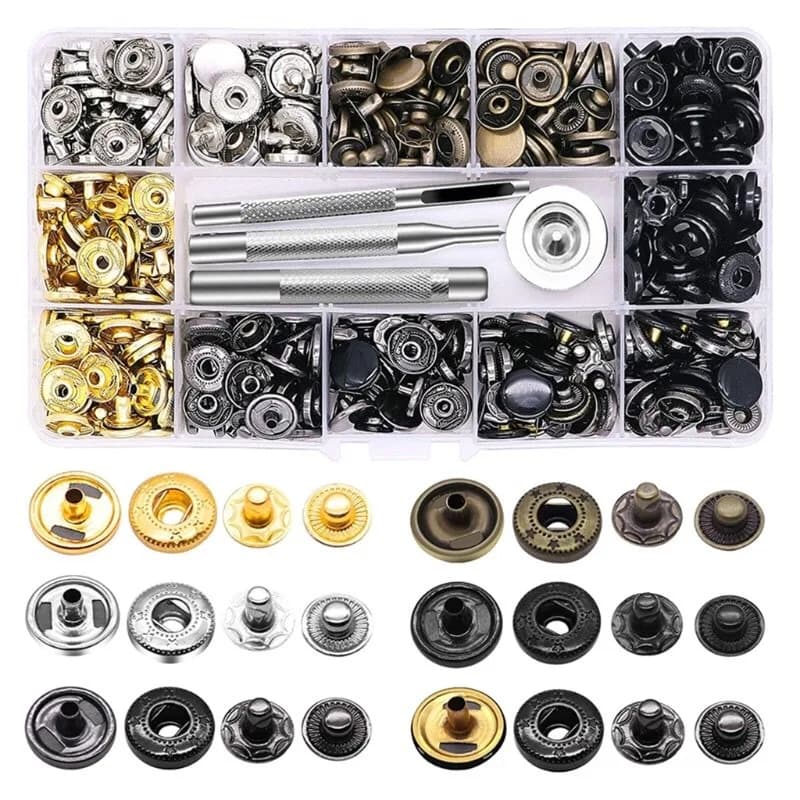120set 12.5mm Snap Fasteners Kit - Metal Snap Buttons for Clothing, Bags, Belts & DIY Tailoring