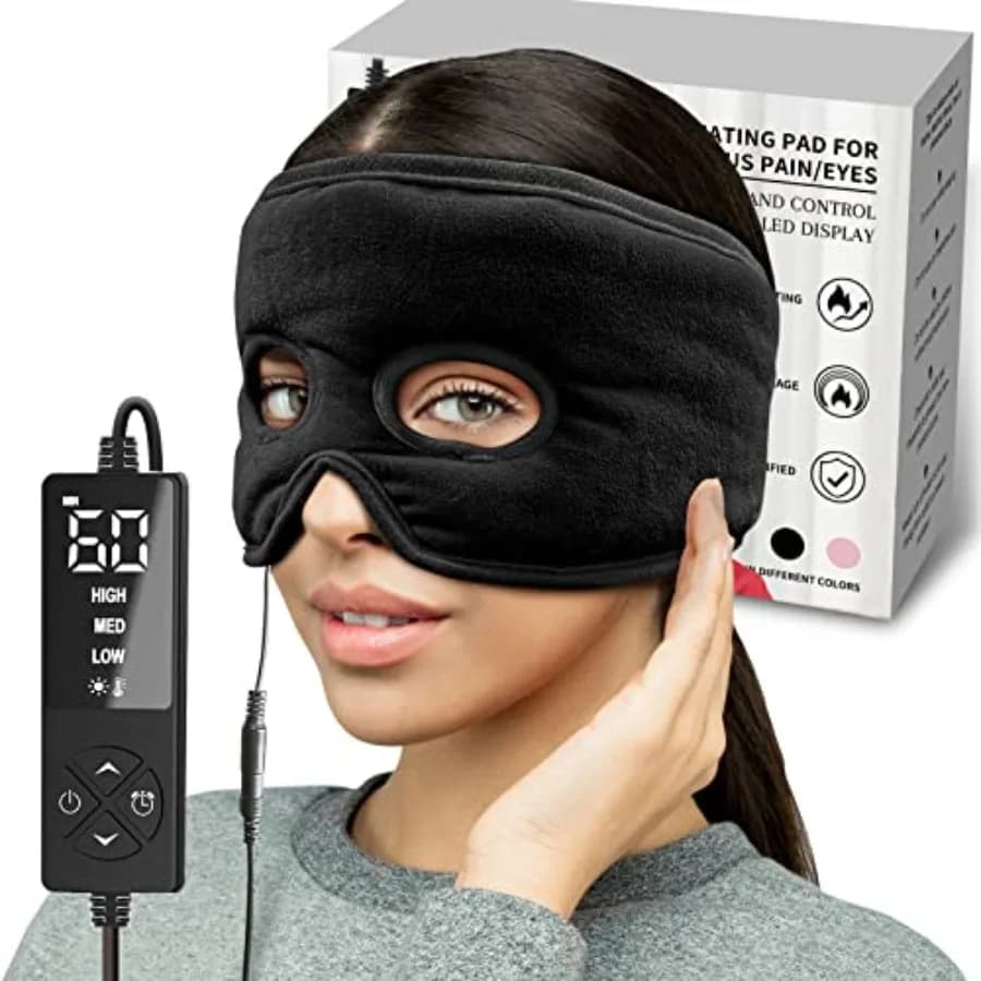 Heater Mask for Relieving Sinus Pressure with 3 Heat Settings, Extra Large Heater Bearing for Eyes, Sinusitis, migraine and Hormonal Pain