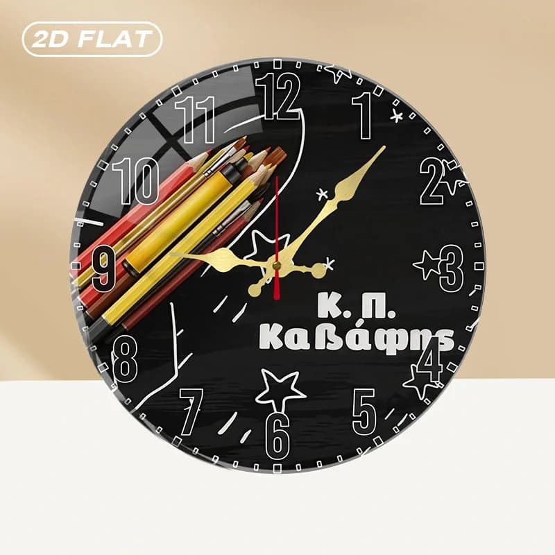 Silent Acrylic Round Wall Clock with Colorful Pencil Theme, Without Ticking, for Home Furniture, Office, Room, Living Room, Bedroom, Kitchen