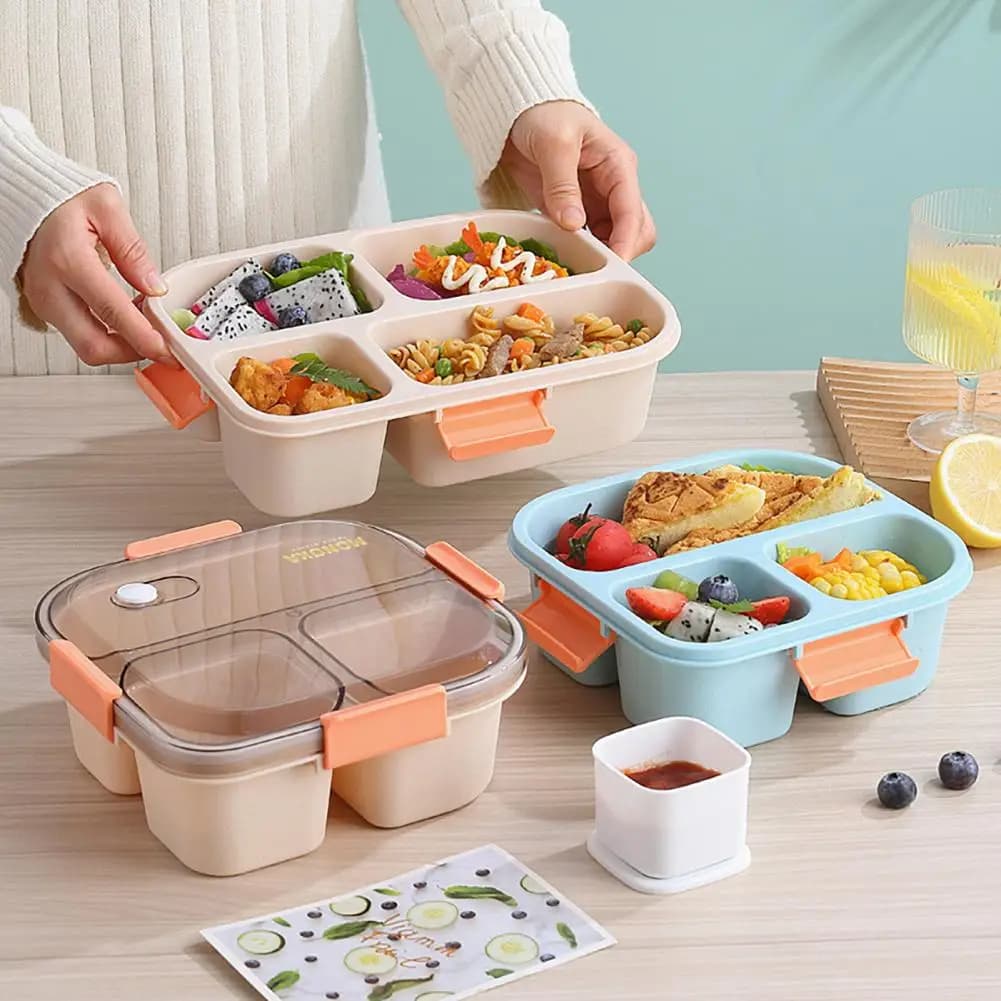 1 Set 1100/1550ML Bento Box 3/4 griglie chiusura con fibbia resistenza al calore conservazione fresca contenitore per il pranzo al microonde Lunch Box