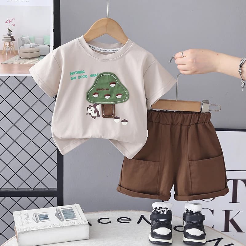 Baby Boys Clothes Sets Baby Summer Casual Mushroom T-shirts + Shorts 2pc Suits Children Boys Clothing Infant Outfits 1-5years