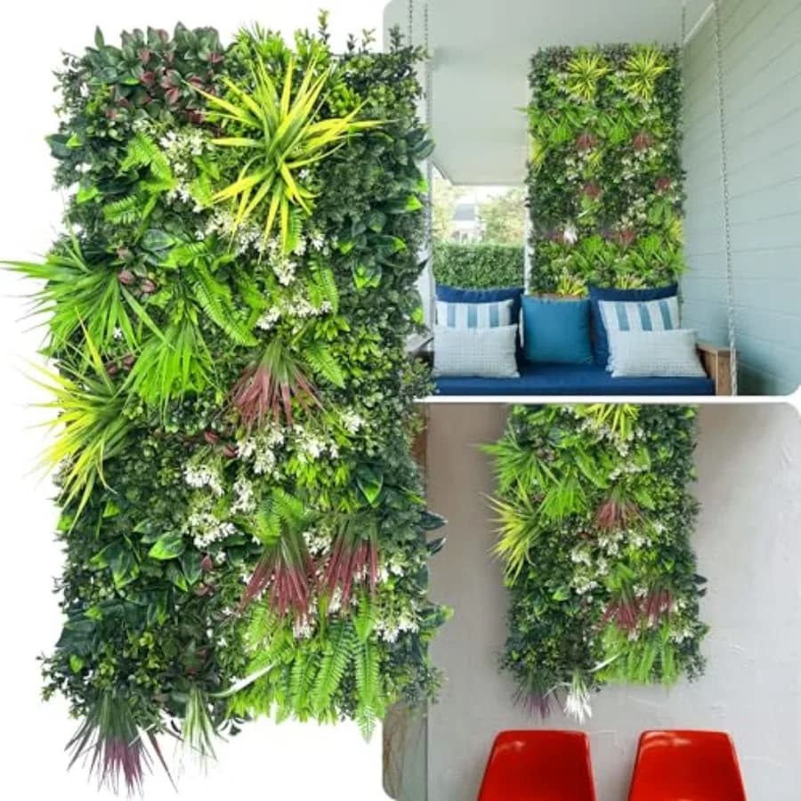Artificial hedge panel 40 x 20, UV resistant, fake bosso and hera, green background, indoor and outdoor fake plant fence