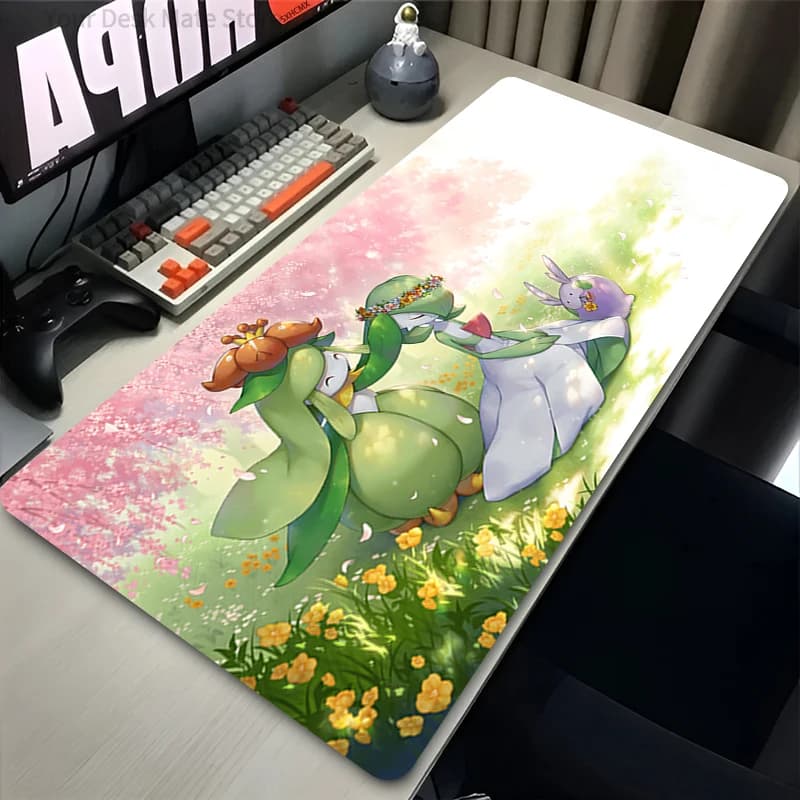 Tappetino per mouse da gioco Pokemon Lilligant e Calyrex Cherry Blossom Anime, grande tappetino da scrivania