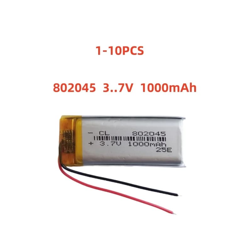 1-10 PCS 802045 3.7V1000mAh Batteria ricaricabile LiPo ai polimeri di litio per MP3 GPS E-book Registratore della fotocamera Giocattoli Altoparlante Bluetooth