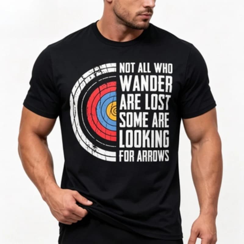 Men 100% Cotton Not All Who Wander Are Lost Some Are Looking For Arrows Archery Target Graphic T Shirt Casual Male Tees