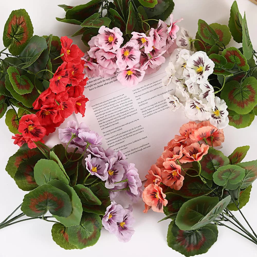 Fiori artificiali Begonia Seta Decorazione finta Progetti Paesaggistica Casa Composizioni floreali Ornamenti Piante verdi simulate