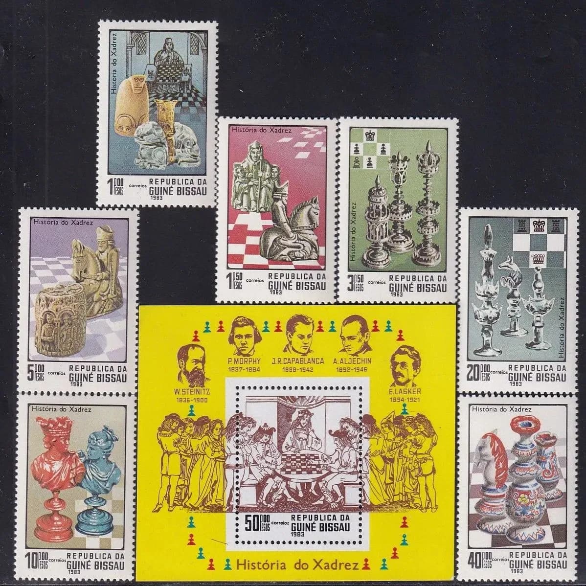 Guinea-bissau Post Stamps Year1983 Famous Western Chess Players 1 Set 7 New Collectible Postage Stamps Material For Scrapbooking
