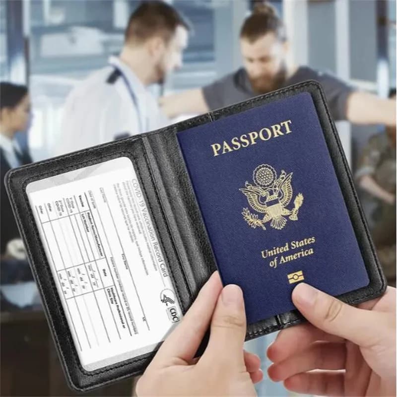 Album porta passaporto RFID in vera pelle degli Stati Uniti d'America Portafoglio da viaggio Album porta passaporto multifunzione