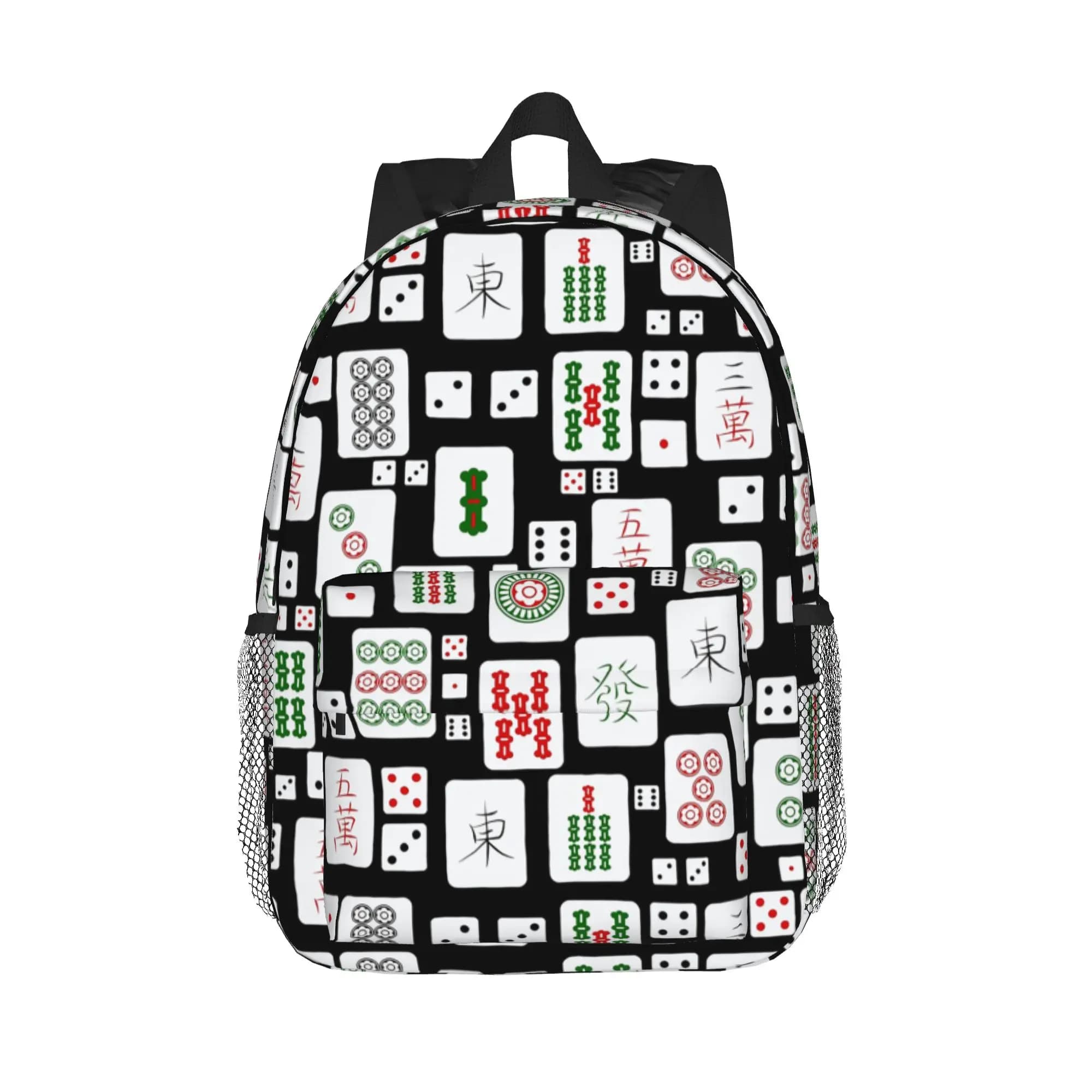 Mahjong tiles game dice Backpack Hot Sale Daypack Large Capacity Boys Girls BookBag Shoulder Bags for Men Women School Bag