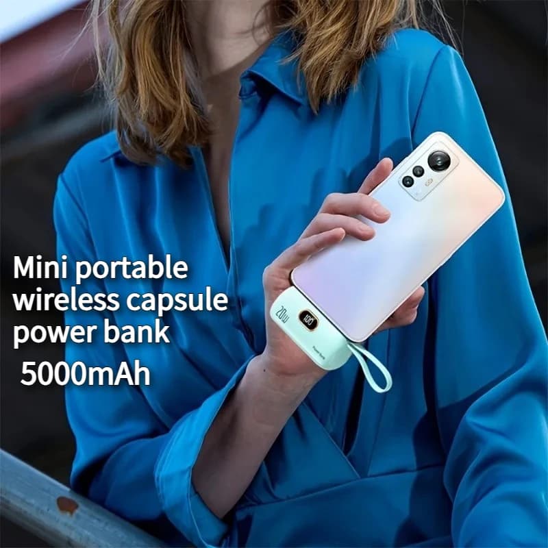 Caricabatterie portatile da 4 pezzi 5000mAh Power Bank PD ricarica rapida piccola batteria docking con spina LPhone + cavo di tipo C
