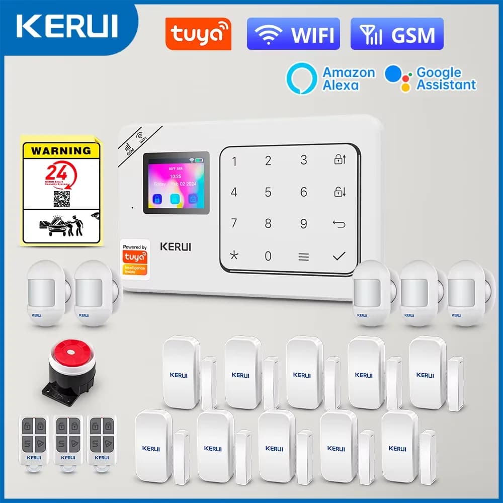 KERUI Kit Allarme Domestico Wireless WiFi GSM Antifurto con Touch Screen Tuya Smart Life App Sistema di Allarme per Protezione di Sicurezza