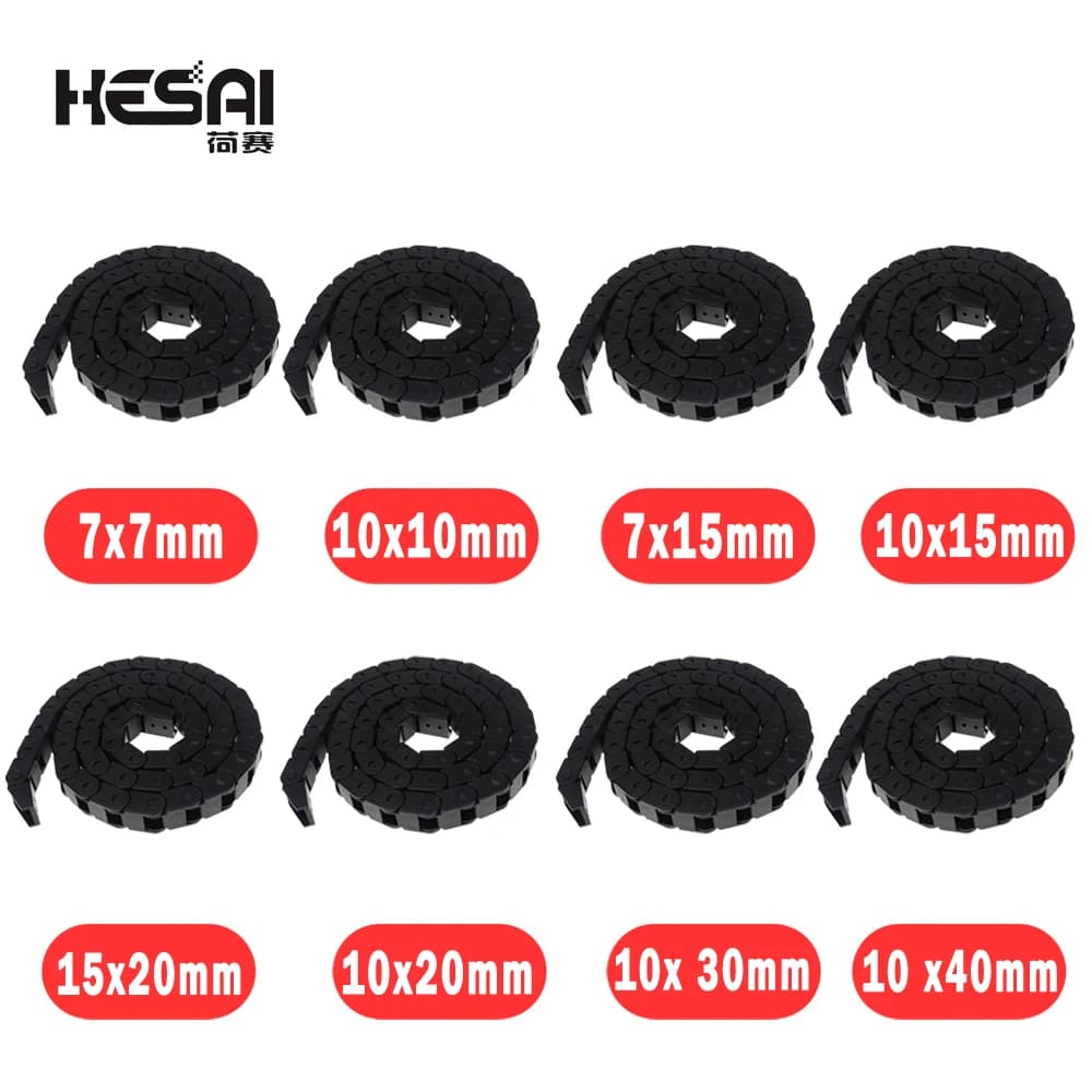 Chain Wire Carrier 7x7 10x10 7x15 10x15 15x20 10x20mm L1000mm with End Connectors for CNC 3D Printer Engraving Voron