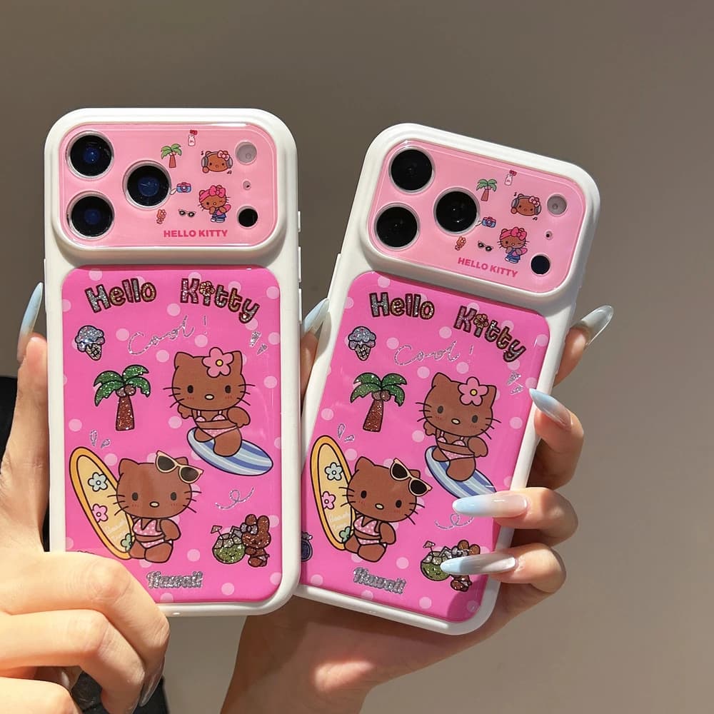 Fashion Cute Cartoon Sanrio Hello Kittty Summer Beach bikini Phone Case For iPhone 17 Pro 16 15 Pro Max Shockproof Hard Cover
