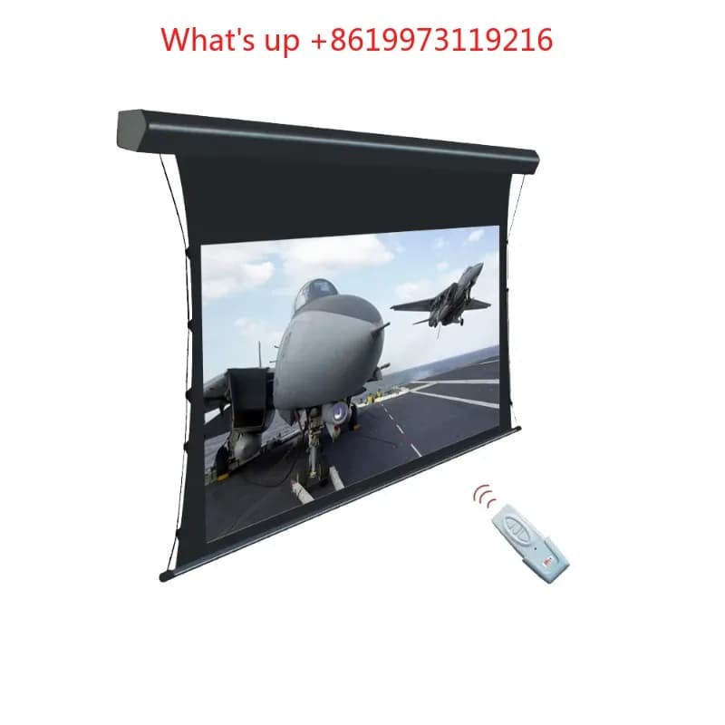 2026 180 Inch 16:9 Electric Tubular Motor Tab-tension Projector Screen Projection Screen with EU/ UK/AU Wire-control Remote Cont