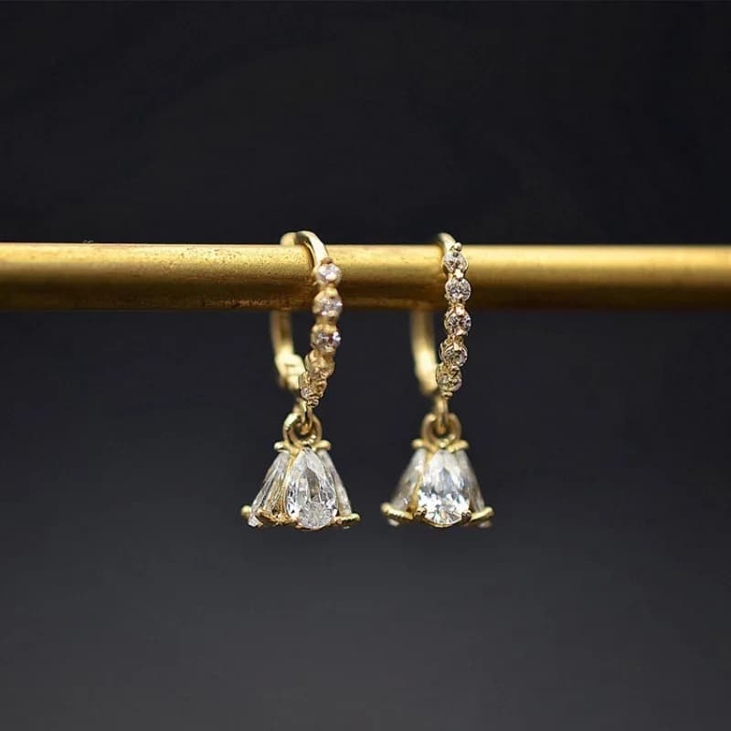 Sparkling and elegant drop of water flower bud inlay diamond circle earrings high quality earrings for women's wedding jewelry