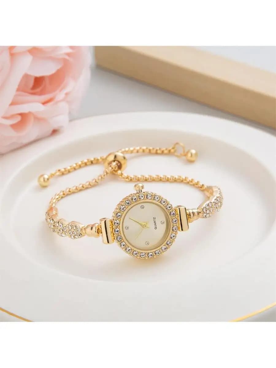 Elegante orologio da donna con cinturino in acciaio inossidabile con quadrante rotondo e cinturino in acciaio inossidabile con strass
