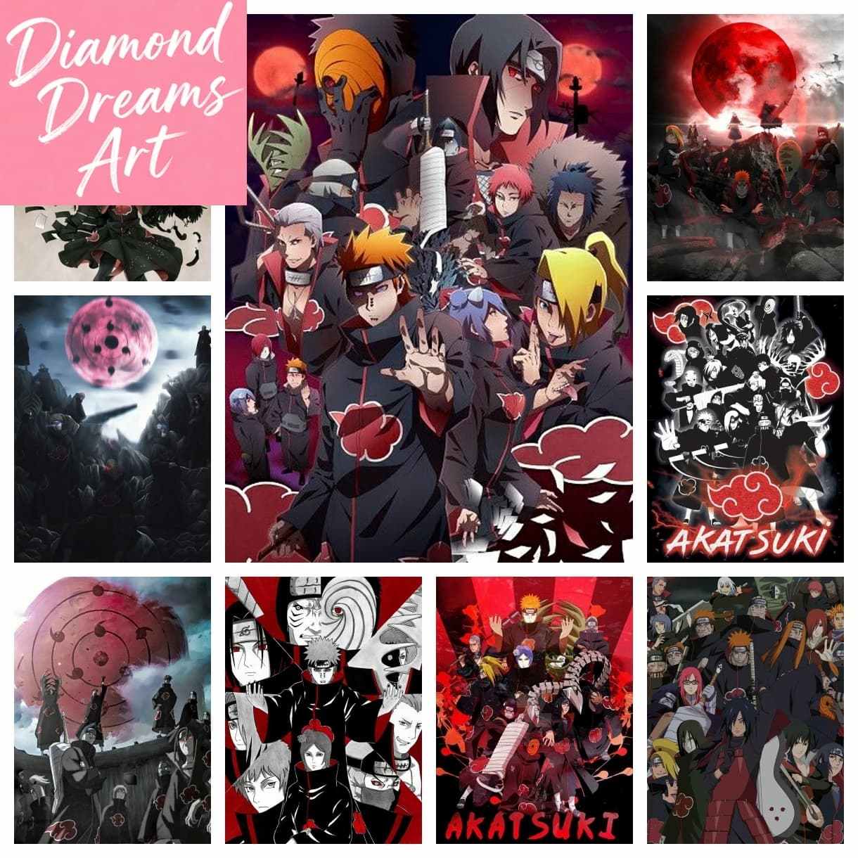 Quadro Senza Cornice, Naruto Akatsuki 2024 Nuovo Diamond Painting Ricamo Anime Arte Punto Croce Mosaico Strass Artigianato per Bambini