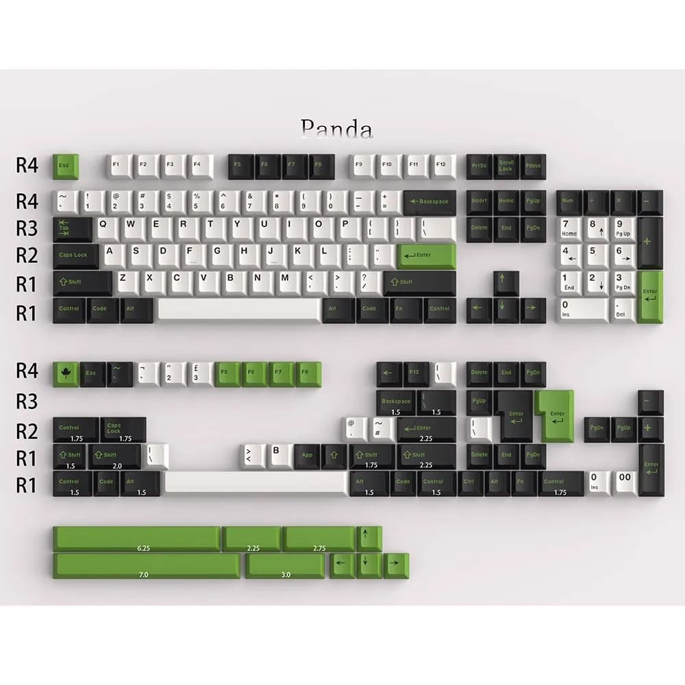 172 Keys Panda Keyboard Keycap SA Profile ABS Double Shot Keycaps for Cherry Gateron MX Switches Mechanical Gamer Keyboard