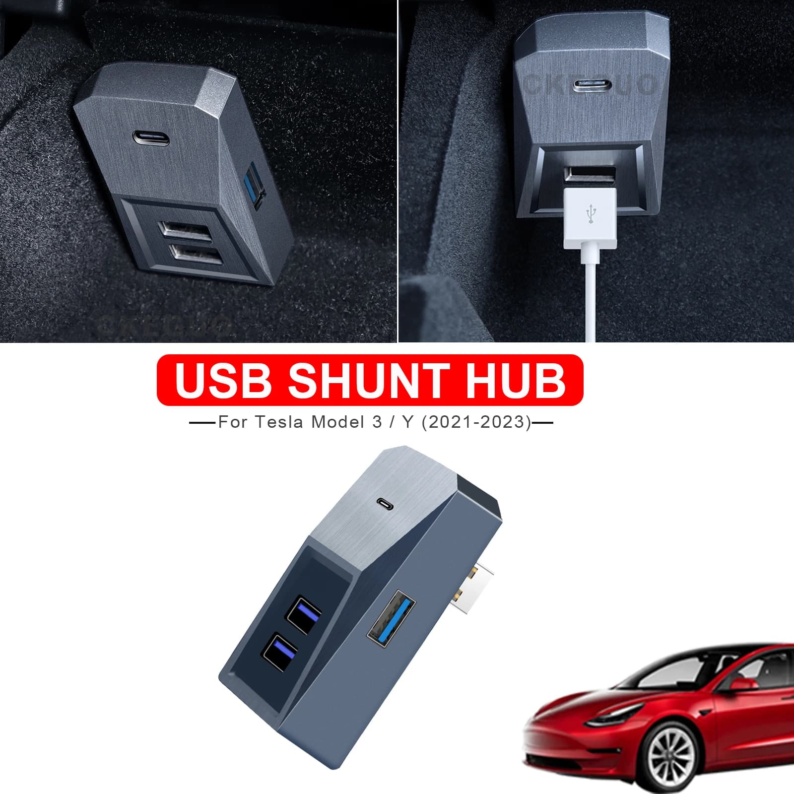 Porta Hub USB Glovebox per Tesla Model Y Model 3 accessori Docking Station adattatore per caricabatterie rapido estensione Splitter perizoma 3 perizoma