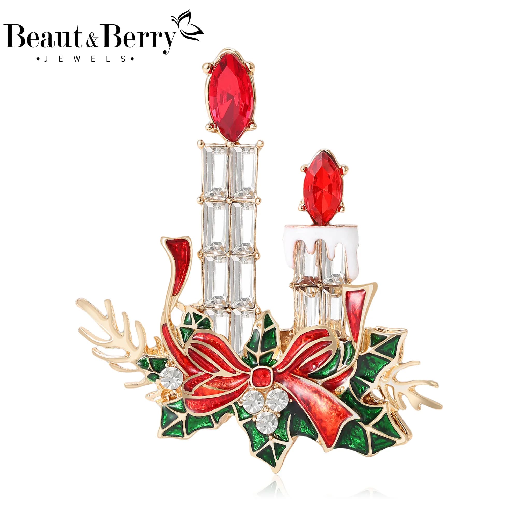 Beaut&Berry Spille a candela con strass natalizi di lusso per donne Spille decorative unisex Accessori per feste di Capodanno per amici Regali