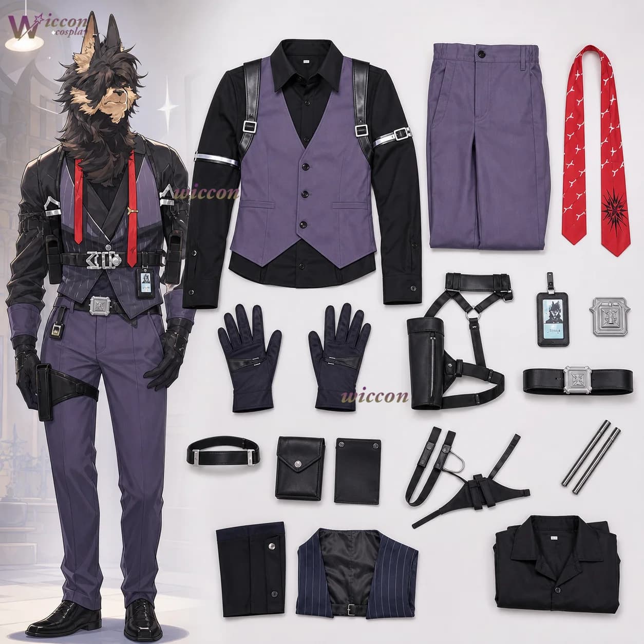 MoeMimic Anime Game Neverness To Everness Cosplay Skia Costume Furry Furrsuit Handsome Suit Coat Vest Pants Belt Bag Full Set