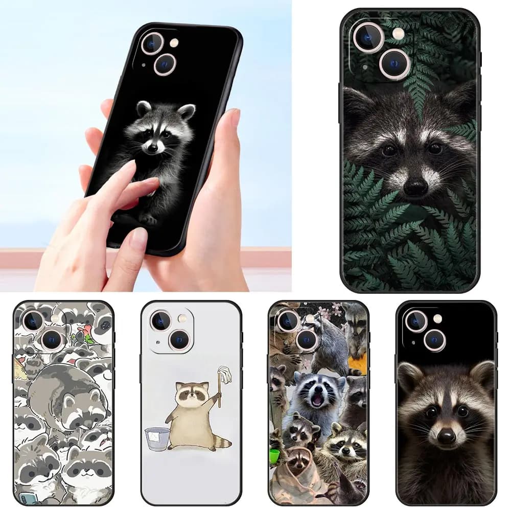 Mapache Custodia per telefono di lusso per Apple iPhone 16 11 15 14 Pro MAX 12 13 7 8 Plus X XR XS SE Cover nera in silicone