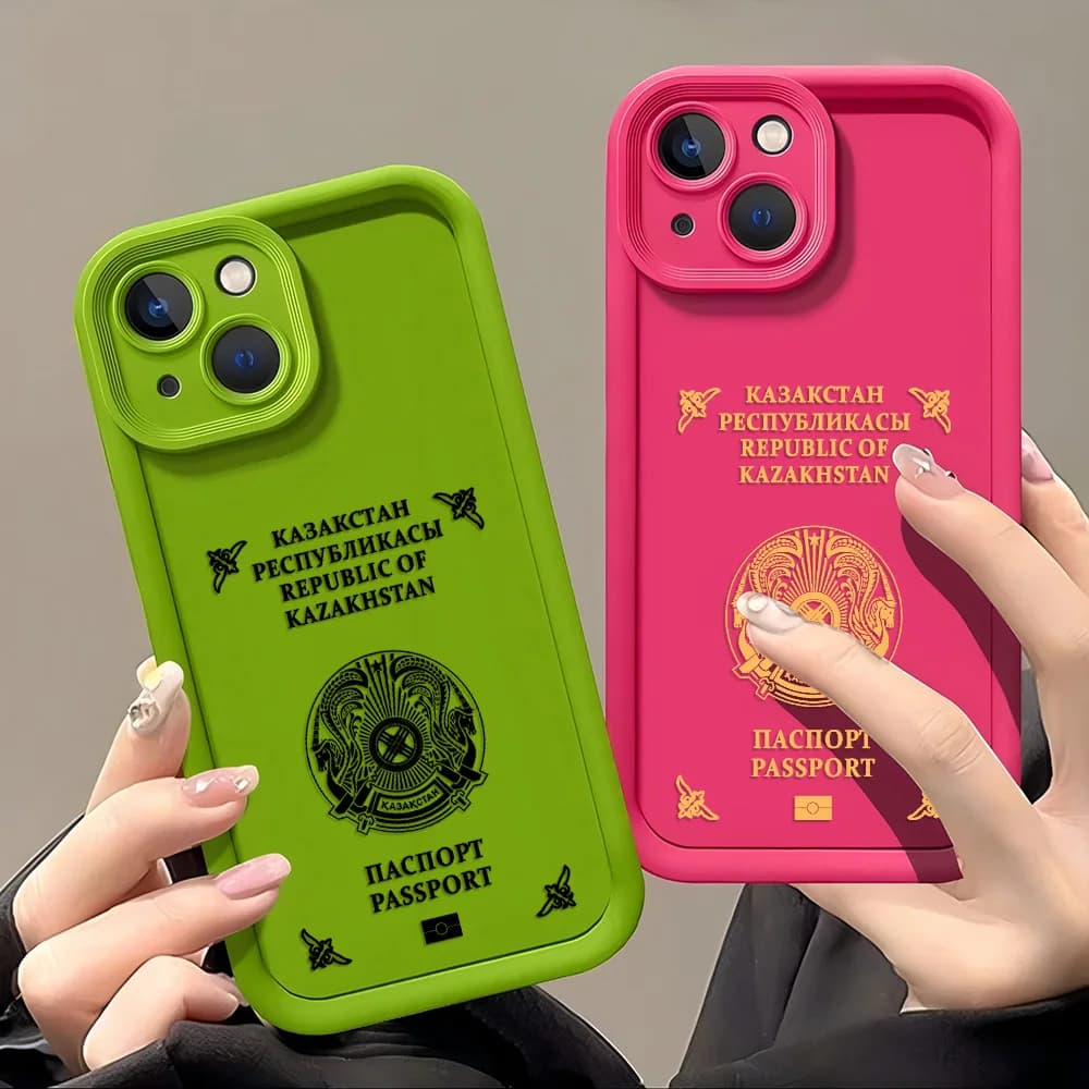 Custodia per passaporto Kazakistan per iPhone 17 16e 16 15 14 13 12 11 Air Pro Max Mini XR XS X 7 8 Plus Cover posteriore in TPU morbido