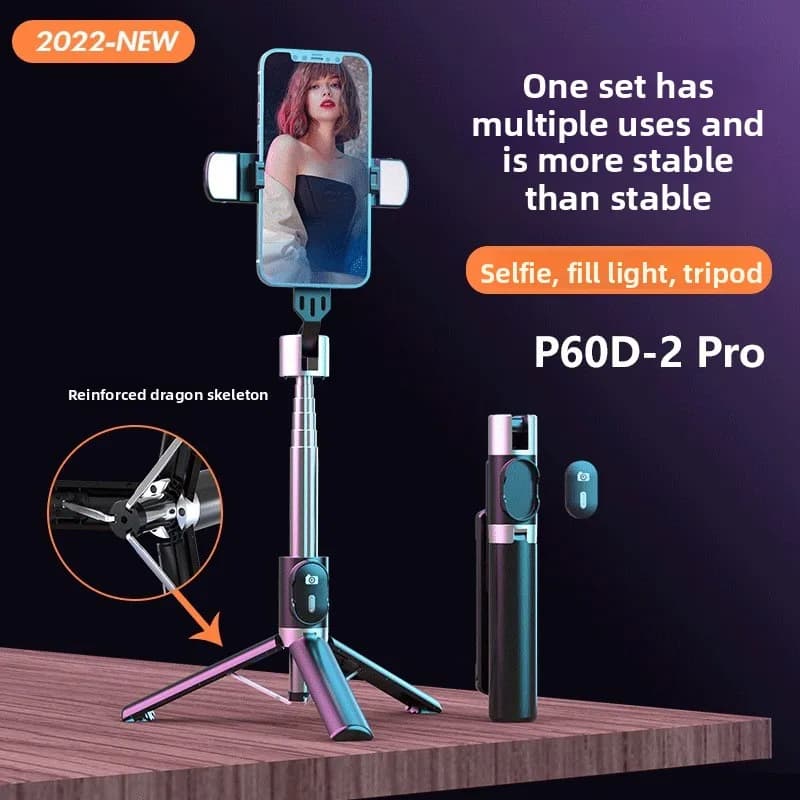 Treppiede con staffa per trasmissione in diretta per selfie stick per telefono cellulare bluetooth universale