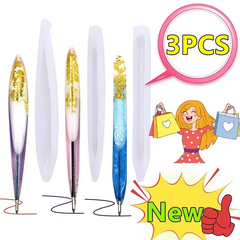 Nuovo Set di stampi in Silicone per penna trasparente 3/1PC stampo per penna a sfera fai da te stampi in resina epossidica per la creazione di portapenne per colata di gioielli