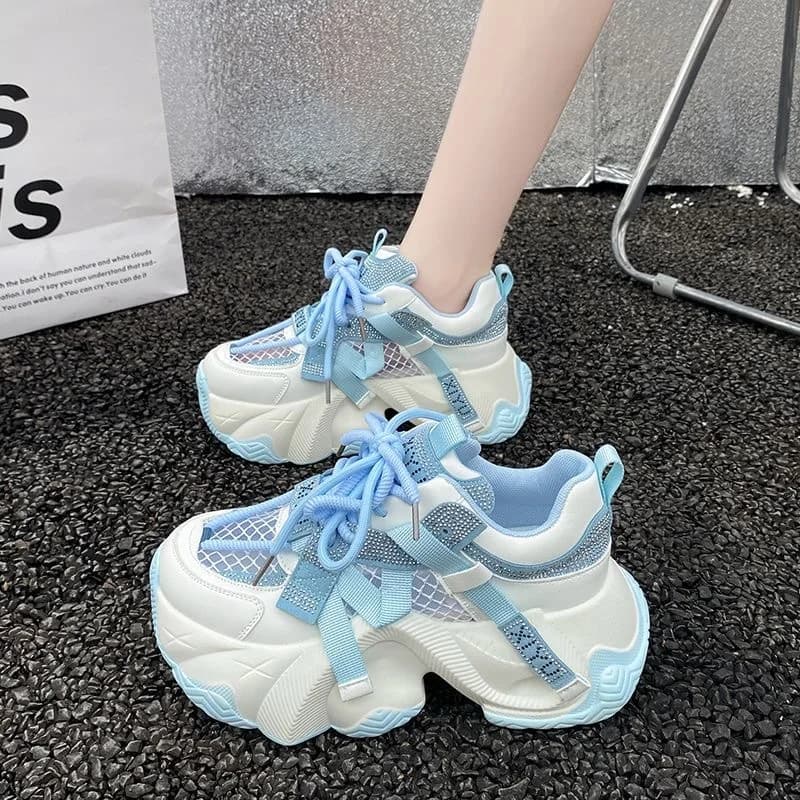 Dad shoes, women's design sense, summer new mesh breathable lightweight sports shoes, height increasing casual shoes