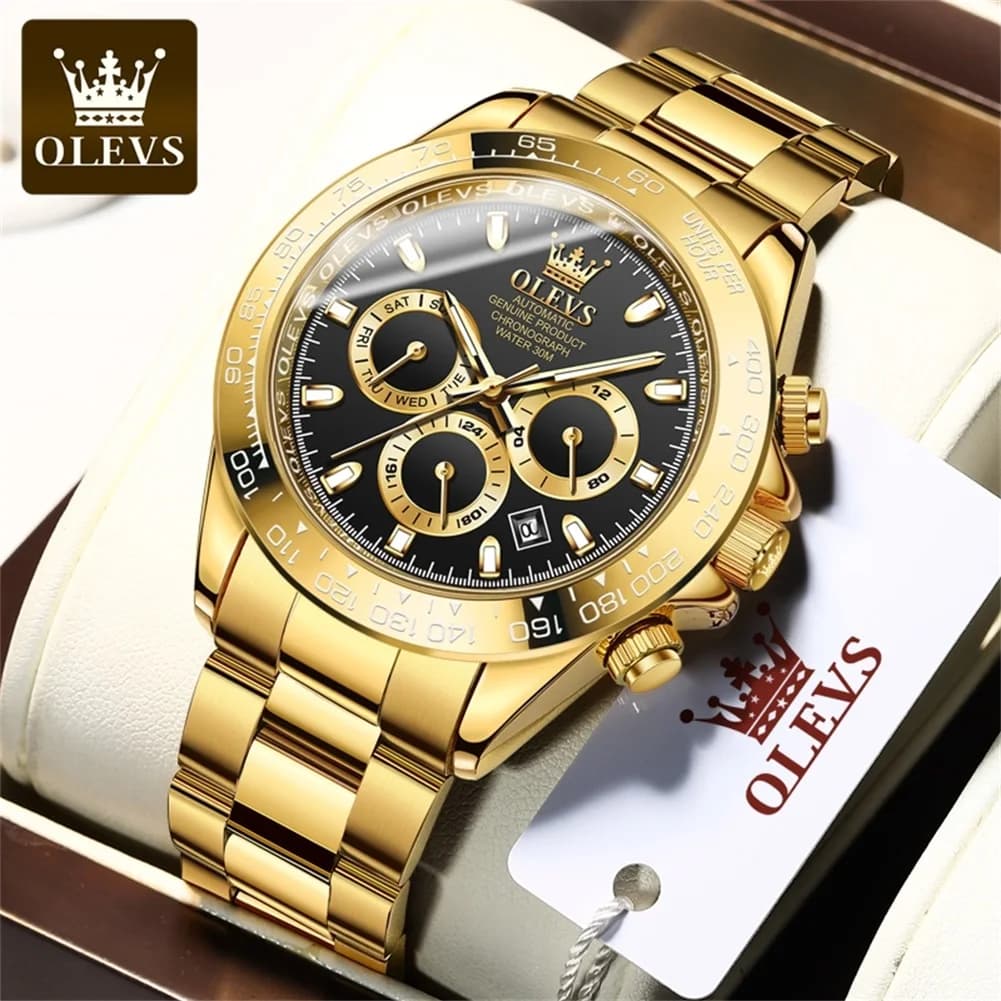 OLEVS 6638 Orologi da uomo Tourbillon quadrante doppio display calendario orologio automatico di lusso