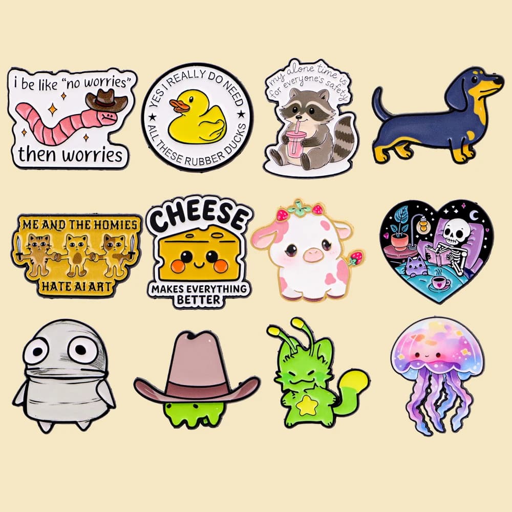 Spille in Smalto a Forma di Gatto Alieno Cartoon, Distintivi per Zaini, Spille per Abiti da Donna, Badge Carini per Valigette, Accessori di Gioielleria