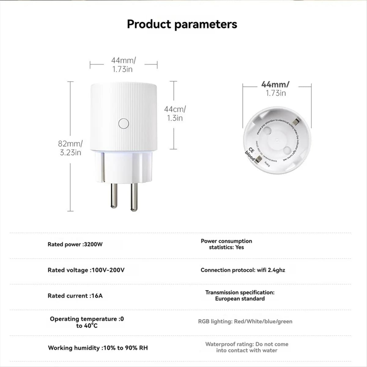 WiFi Smart Plug Power Monitor Timing Function 16A APP Tuya Control for European Assistant Grip