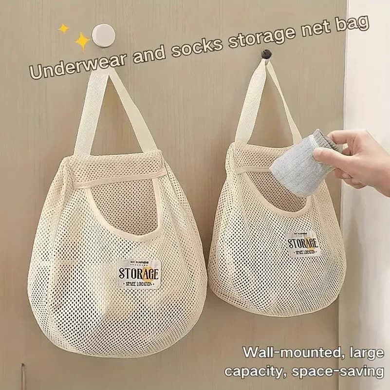 Japanese Socks Storage Hanging Bag Wardrobe Hanging Underwear Storage Bag Wall Hanging Dormitory Punching Bag
