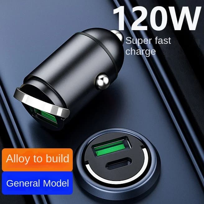 Caricabatteria per auto Caricatore super veloce da 100 W Mini caricabatteria per auto invisibile Accendisigari per auto Spina di conversione uno a due